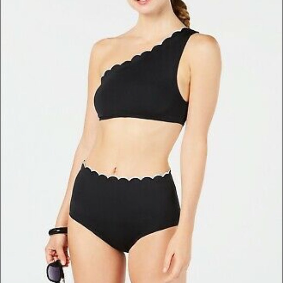 - KATE SPADE NY Contrast Scalloped  Bikini NWT S Blk - Picture 8 of 12